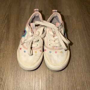 Zara Kids Cream Sneakers with Colorful Hearts